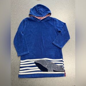 Mini Boden Nautical Beach Whale Terry Cloth Pullover Hoodie—9-10Y Medium